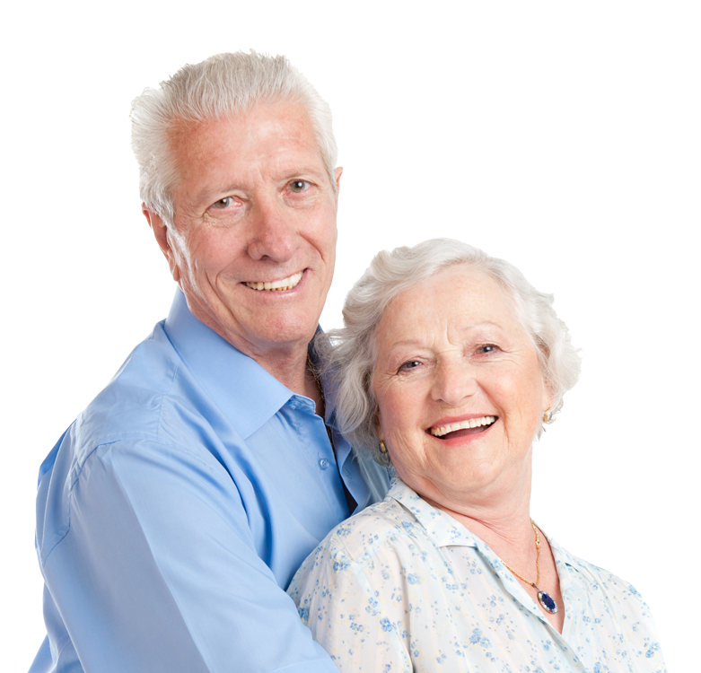 Happy senior couple confident at home